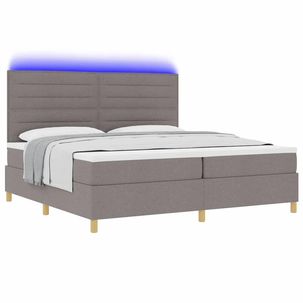 vidaXL Łóżko z sprężyną LED Ciemnoszary 200 x 200 cm tkanina