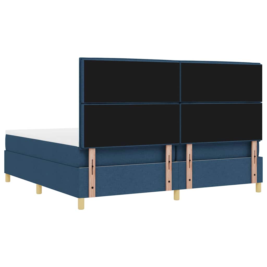 vidaXL Łóżko z sprężyną LED z materacem Niebieski 200 x 200 cm tkanina