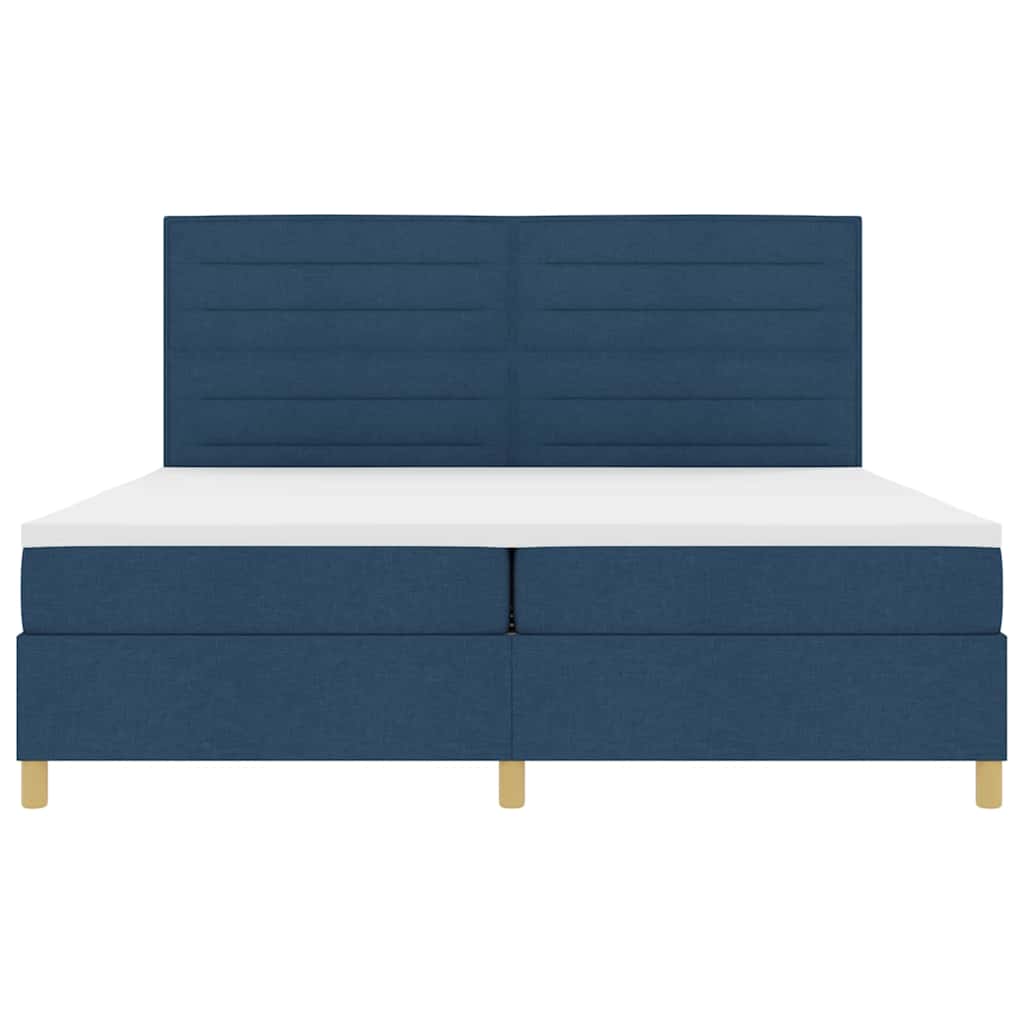 vidaXL Łóżko z sprężyną LED z materacem Niebieski 200 x 200 cm tkanina