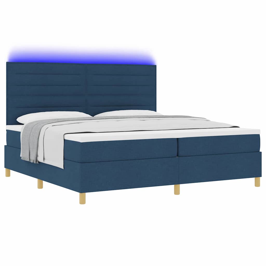 vidaXL Łóżko z sprężyną LED z materacem Niebieski 200 x 200 cm tkanina