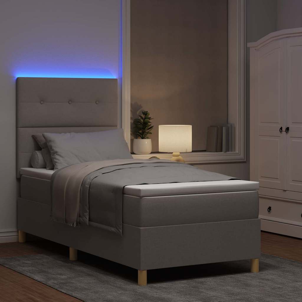 vidaXL Łóżko z sprężyną LED Ciemnoszary 80 x 200 cm tkanina