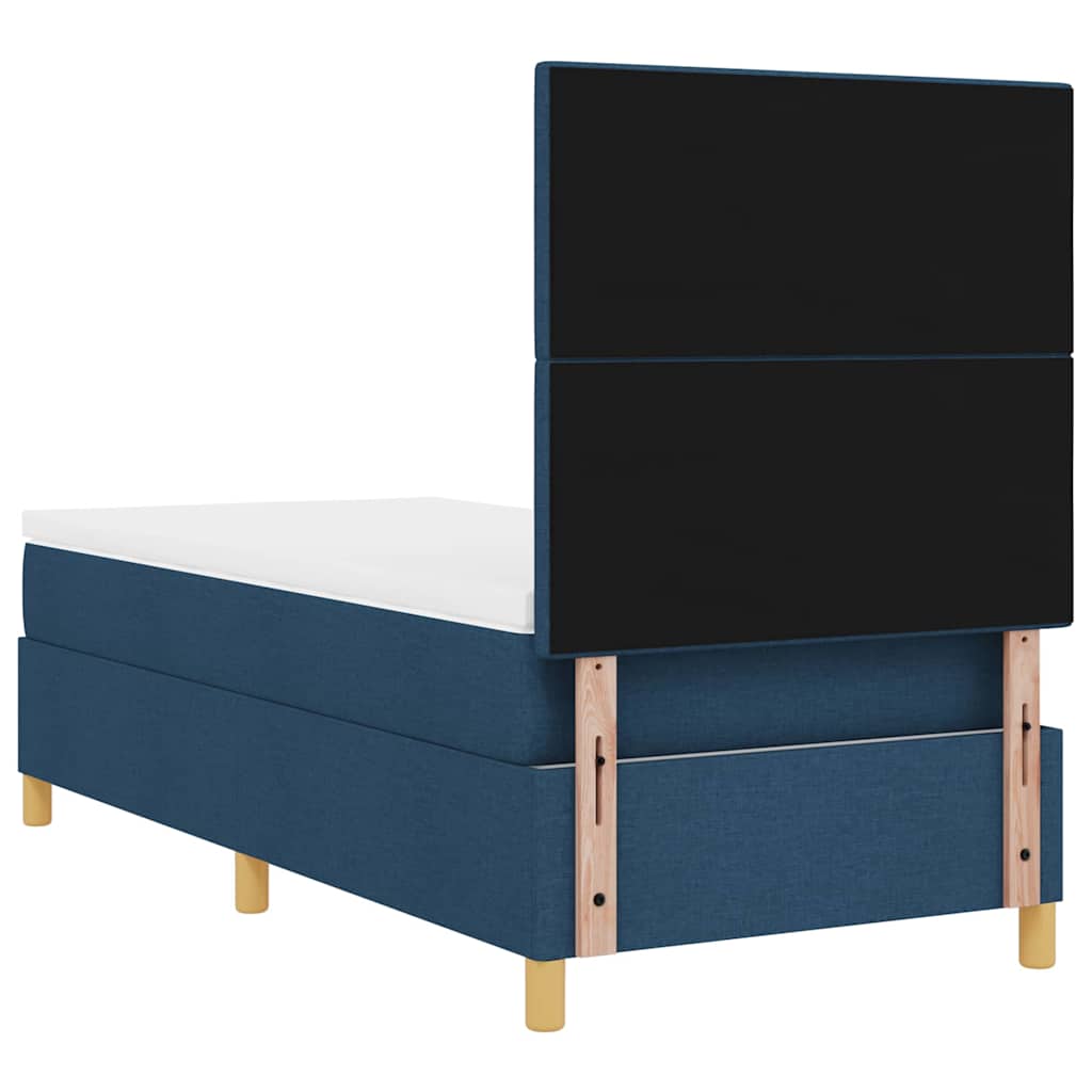 vidaXL Łóżko z sprężyną LED Z zagłówkiem Niebieski 90 x 190 cm tkanina