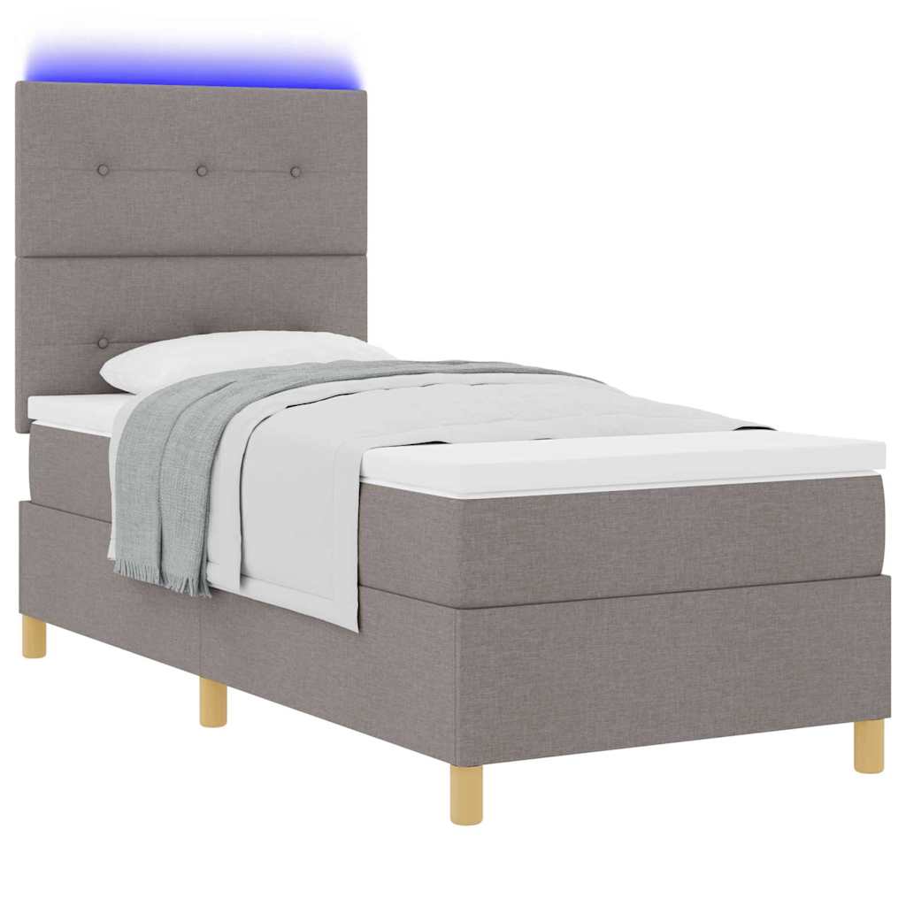 vidaXL Łóżko z sprężyną LED Ciemnoszary 90 x 200 cm tkanina