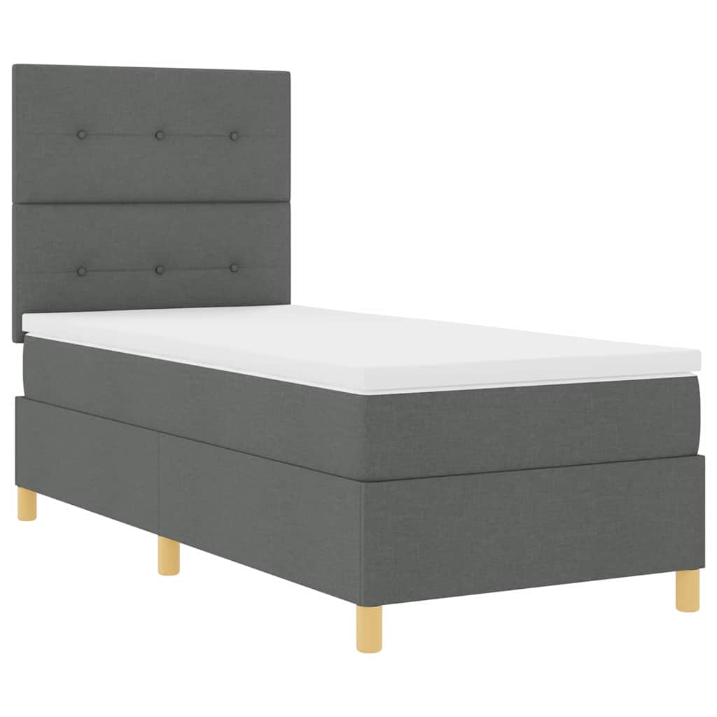 vidaXL Łóżko z sprężyną LED Ciemnoszary 100 x 200 cm tkanina