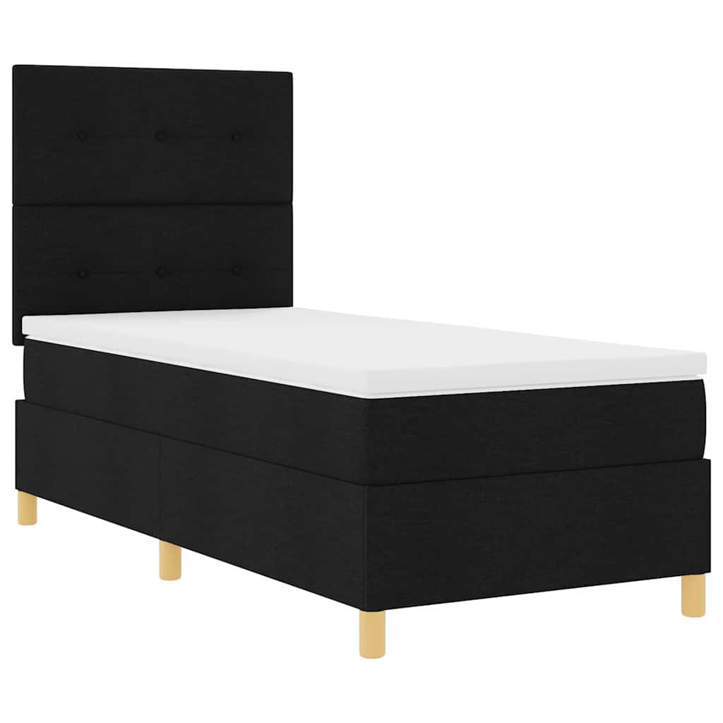 vidaXL Łóżko z sprężyną LED Z zagłówkiem Czarny 100 x 200 cm tkanina