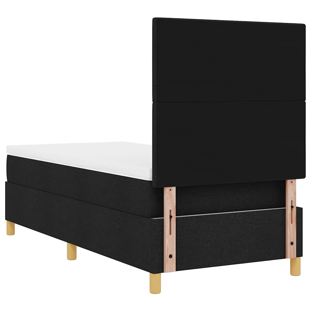 vidaXL Łóżko z sprężyną LED Z zagłówkiem Czarny 100 x 200 cm tkanina
