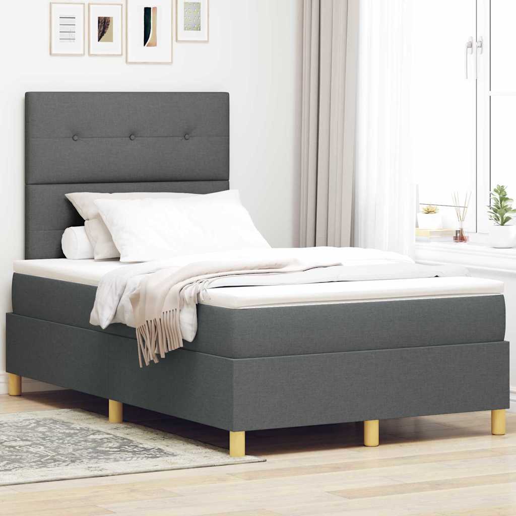vidaXL Łóżko z sprężyną LED Ciemnoszary 120 x 190 cm tkanina