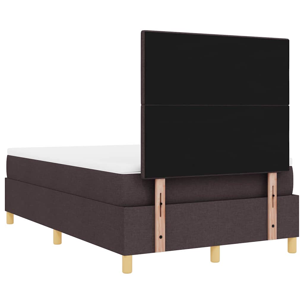 vidaXL Łóżko z sprężyną LED Ciemny brąz 120 x 190 cm tkanina