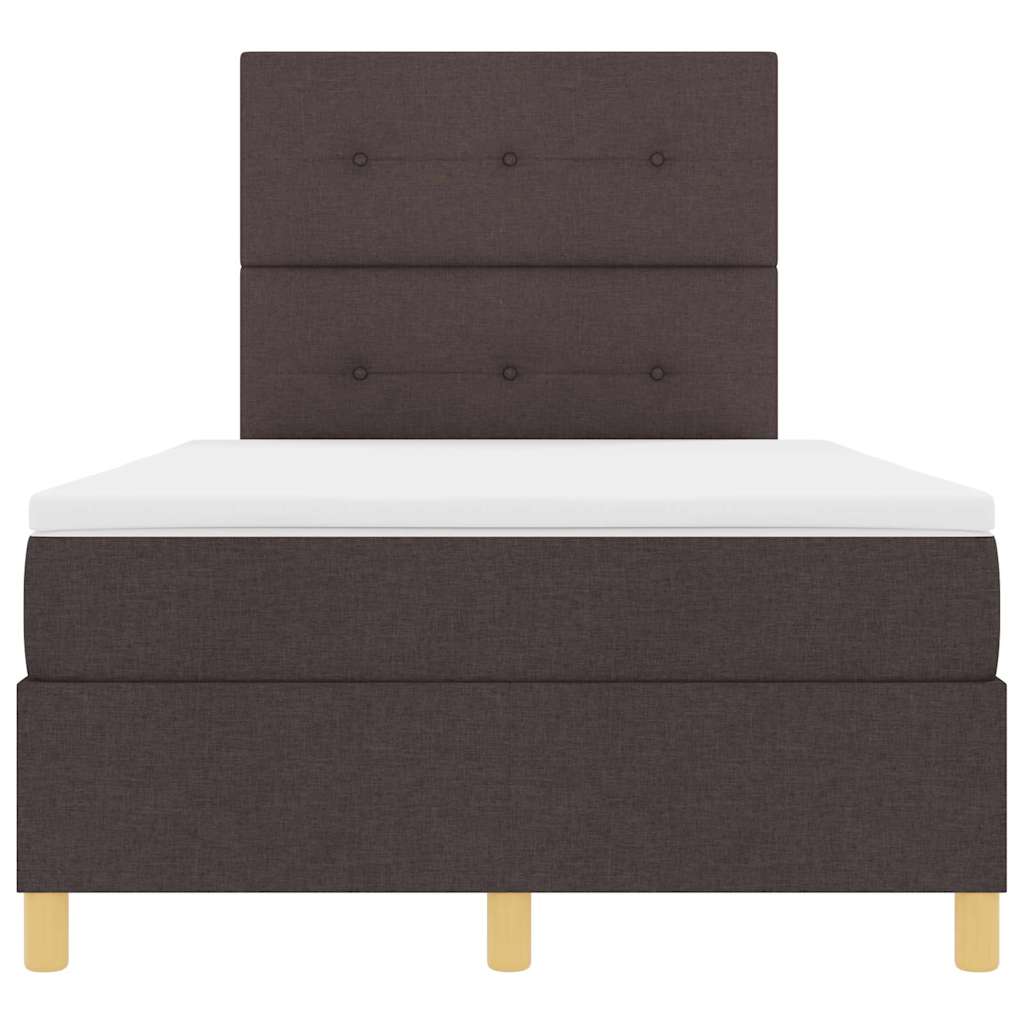 vidaXL Łóżko z sprężyną LED Ciemny brąz 120 x 190 cm tkanina