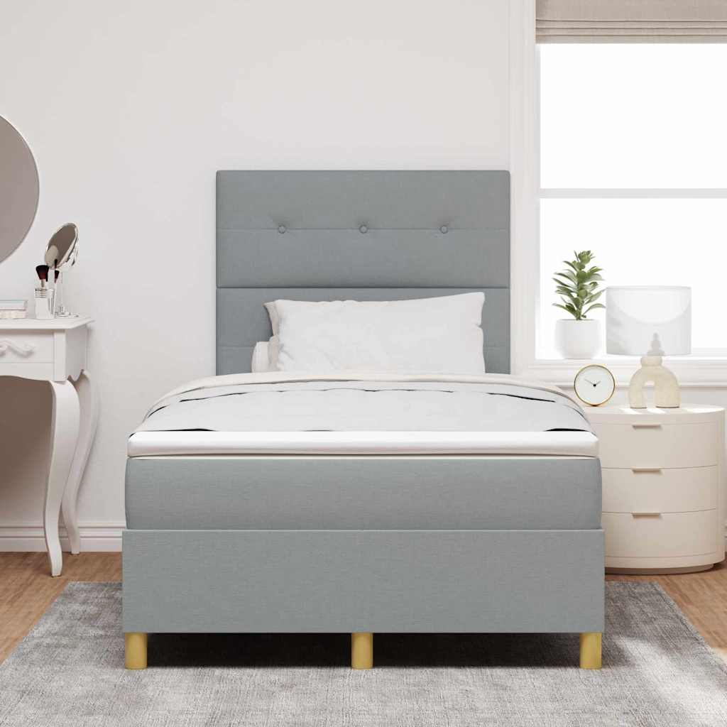 vidaXL Łóżko z sprężyną LED Jasnoszary 120 x 200 cm tkanina