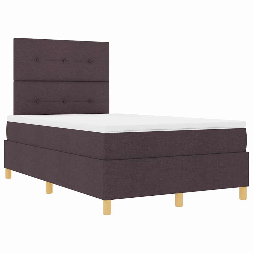 vidaXL Łóżko z sprężyną LED Ciemny brąz 120 x 200 cm tkanina