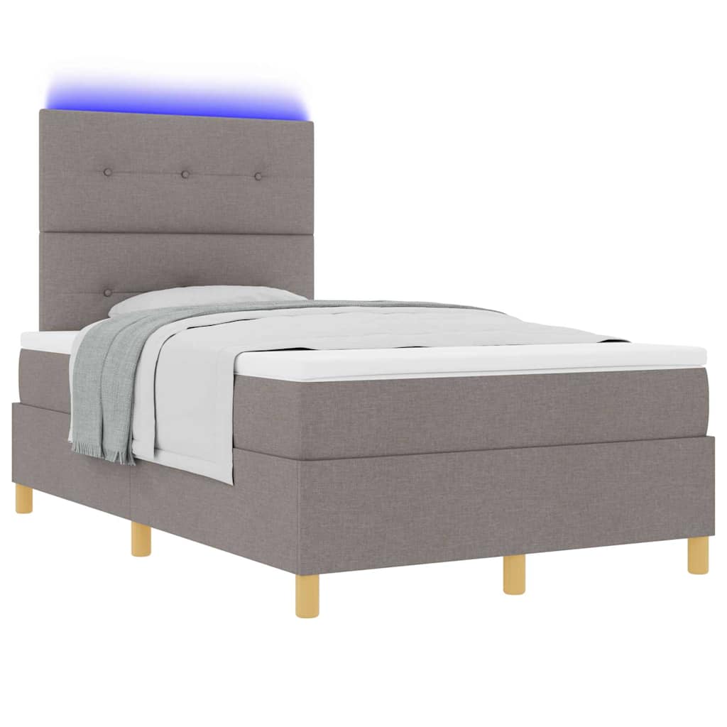 vidaXL Łóżko z sprężyną LED Ciemnoszary 120 x 200 cm tkanina