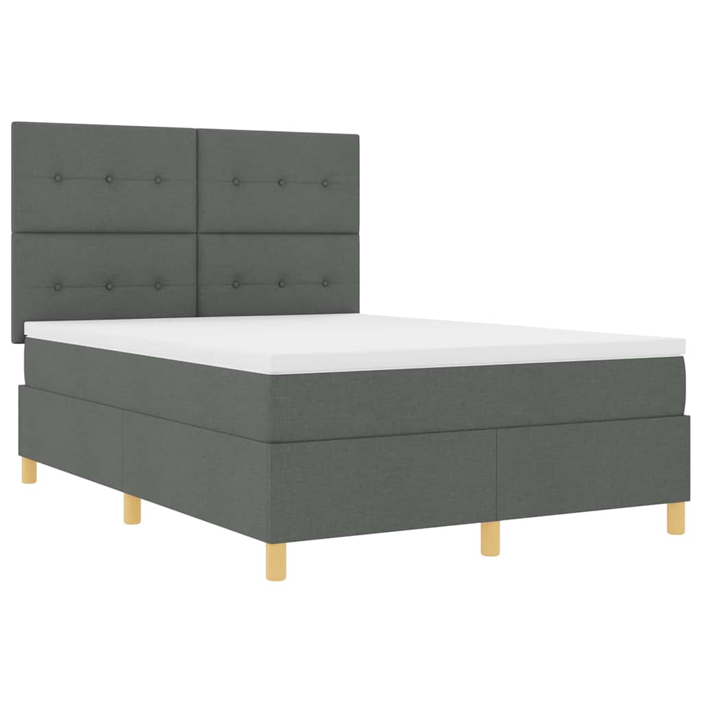 vidaXL Łóżko z sprężyną LED Ciemnoszary 140 x 190 cm tkanina