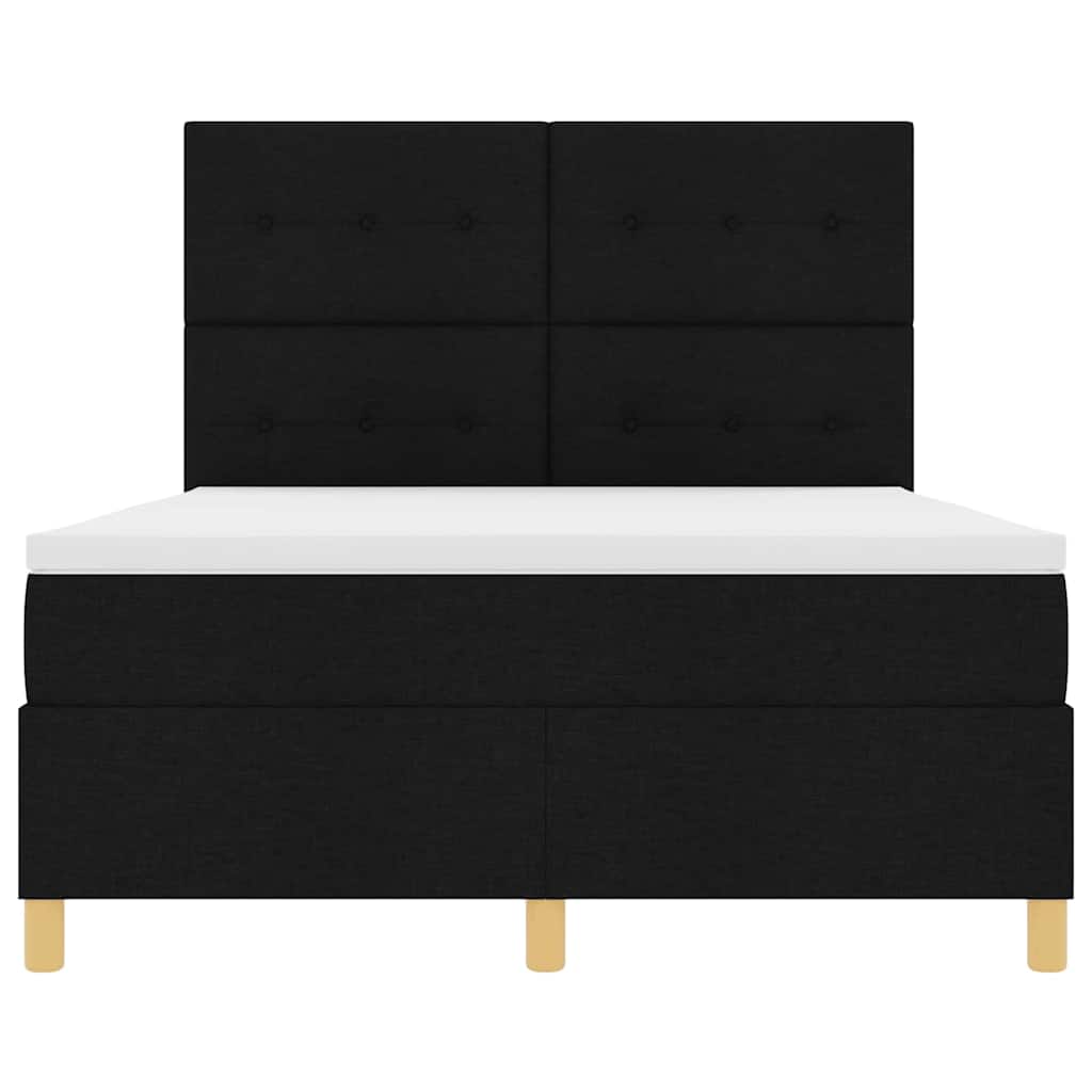 vidaXL Łóżko z sprężyną LED z materacem Czarny 140 x 190 cm tkanina