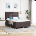 vidaXL Łóżko z sprężyną LED Ciemny brąz 140 x 190 cm tkanina