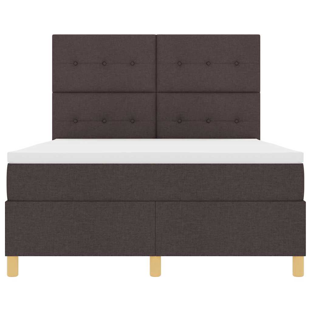 vidaXL Łóżko z sprężyną LED Ciemny brąz 140 x 190 cm tkanina