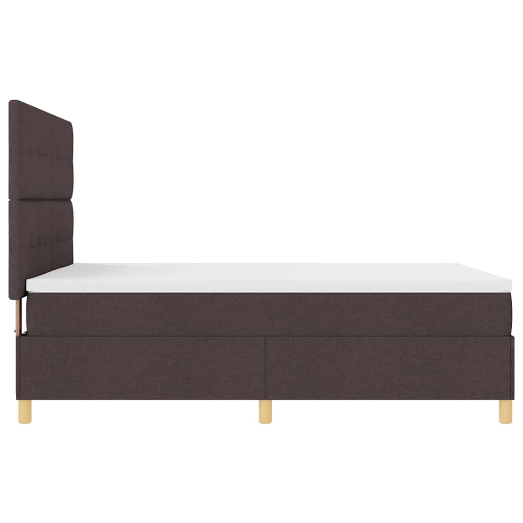 vidaXL Łóżko z sprężyną LED Ciemny brąz 140 x 200 cm tkanina