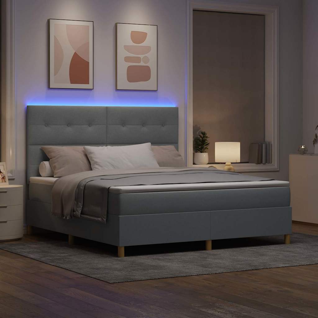vidaXL Łóżko z sprężyną LED Jasnoszary 180 x 200 cm tkanina