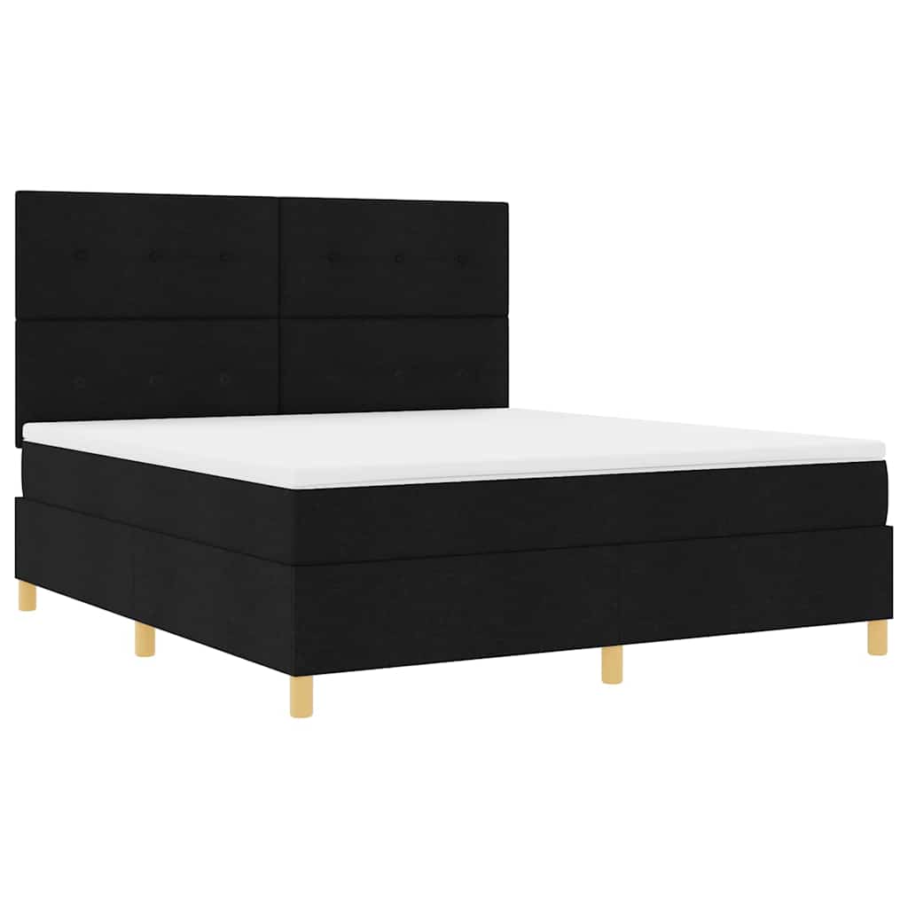 vidaXL Łóżko z sprężyną LED z materacem Czarny 180 x 200 cm tkanina