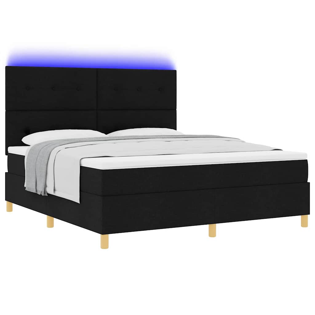 vidaXL Łóżko z sprężyną LED z materacem Czarny 180 x 200 cm tkanina