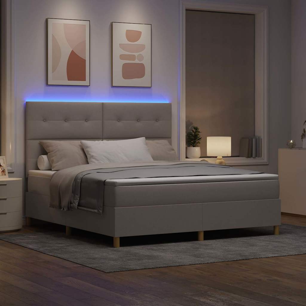 vidaXL Łóżko z sprężyną LED Ciemnoszary 180 x 200 cm tkanina