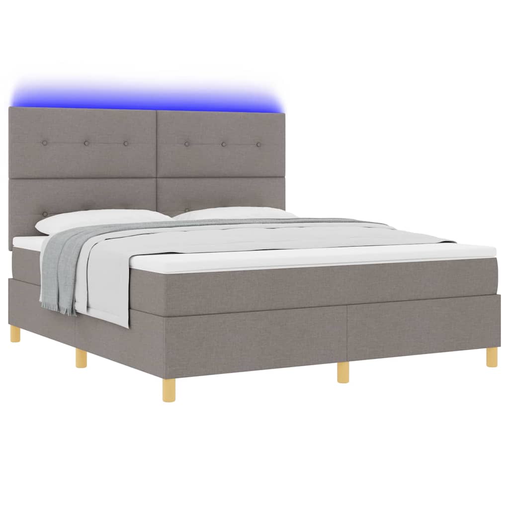 vidaXL Łóżko z sprężyną LED Ciemnoszary 180 x 200 cm tkanina