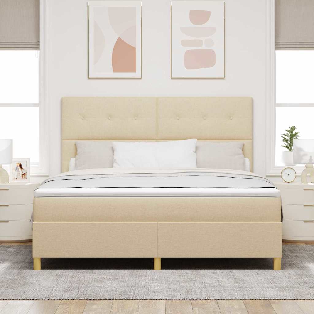 vidaXL Łóżko z sprężyną LED z materacem Kremowy 180 x 200 cm tkanina