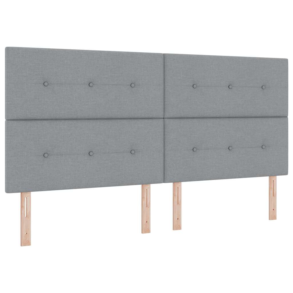 vidaXL Łóżko z sprężyną LED Jasnoszary 200 x 200 cm tkanina