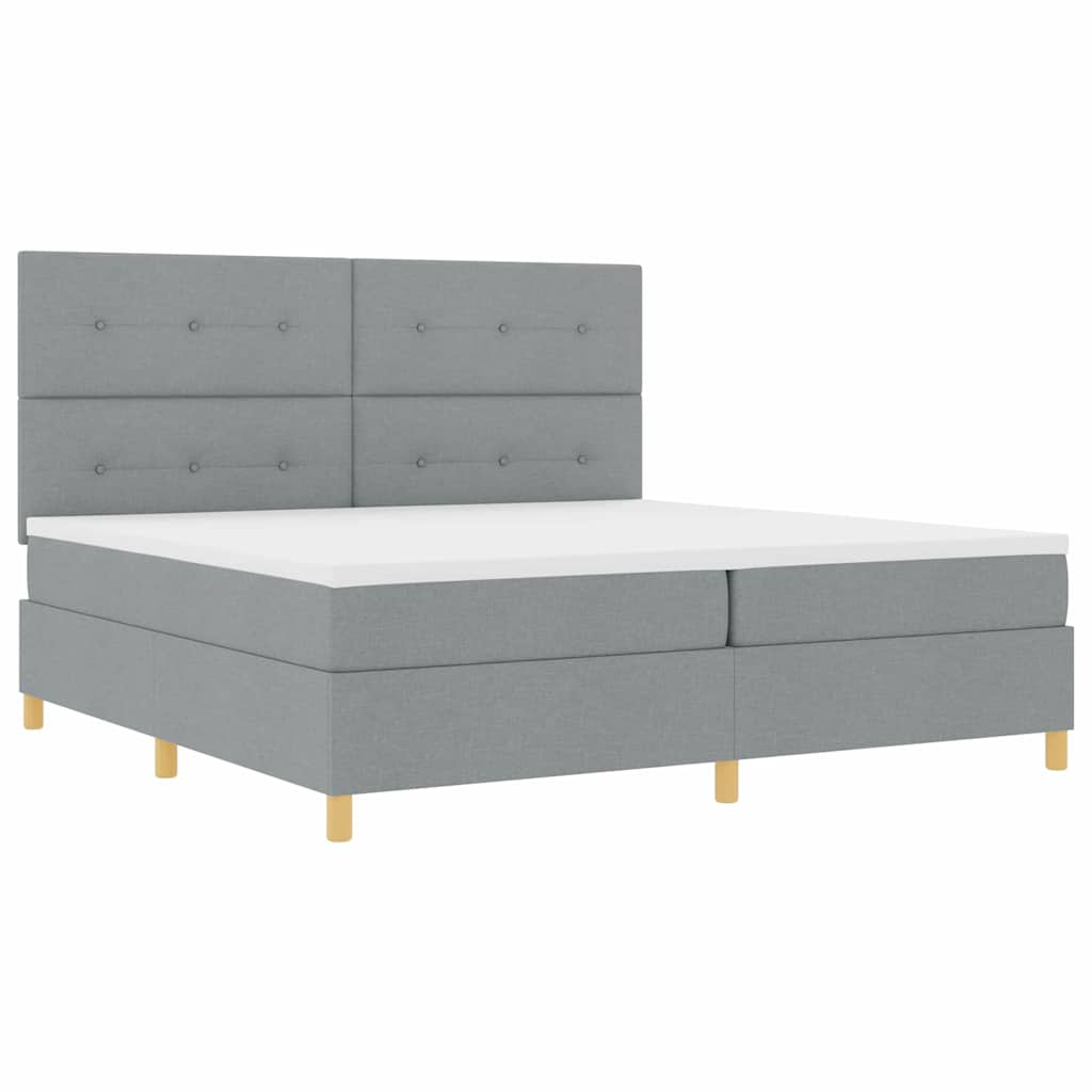 vidaXL Łóżko z sprężyną LED Jasnoszary 200 x 200 cm tkanina