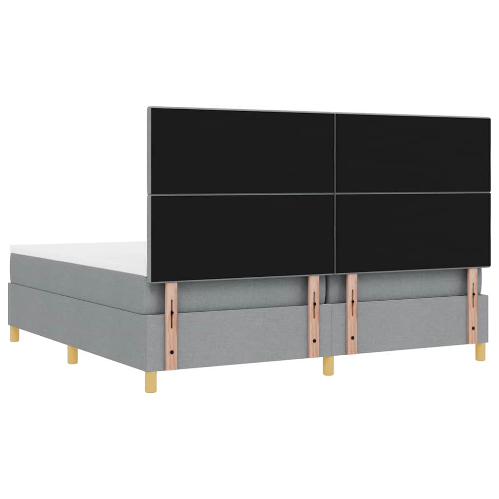 vidaXL Łóżko z sprężyną LED Jasnoszary 200 x 200 cm tkanina