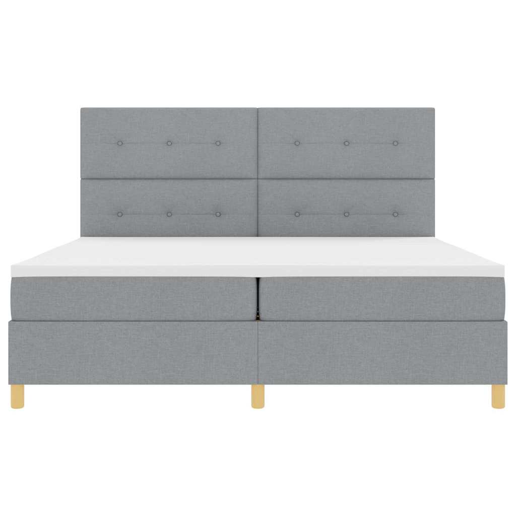 vidaXL Łóżko z sprężyną LED Jasnoszary 200 x 200 cm tkanina