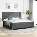 vidaXL Łóżko z sprężyną LED Ciemnoszary 200 x 200 cm tkanina