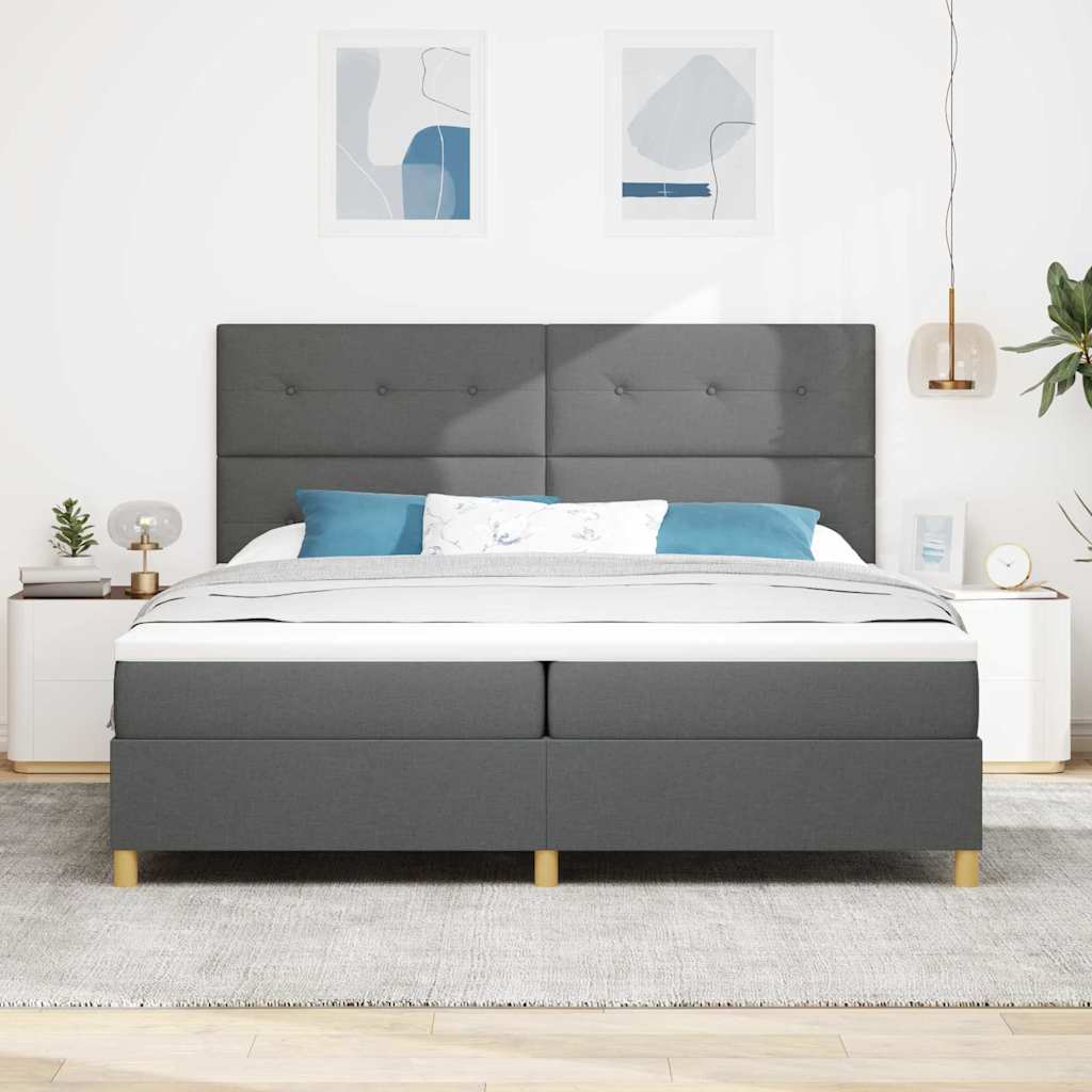 vidaXL Łóżko z sprężyną LED Ciemnoszary 200 x 200 cm tkanina