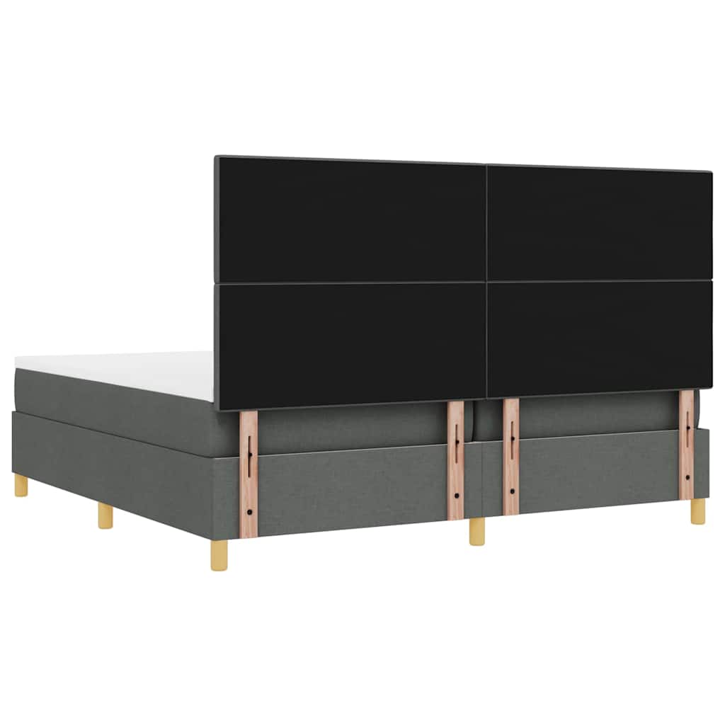 vidaXL Łóżko z sprężyną LED Ciemnoszary 200 x 200 cm tkanina