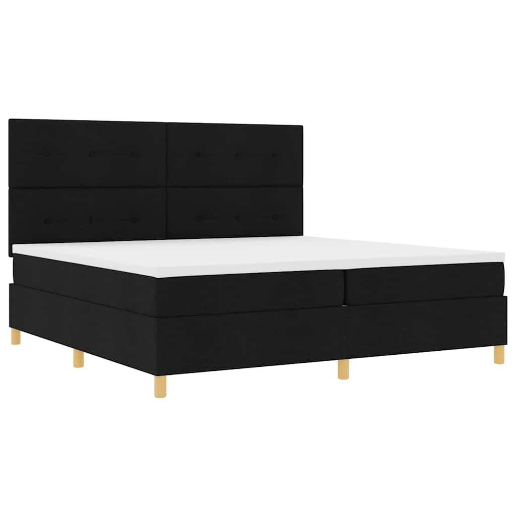 vidaXL Łóżko z sprężyną LED Z zagłówkiem Czarny 200 x 200 cm tkanina