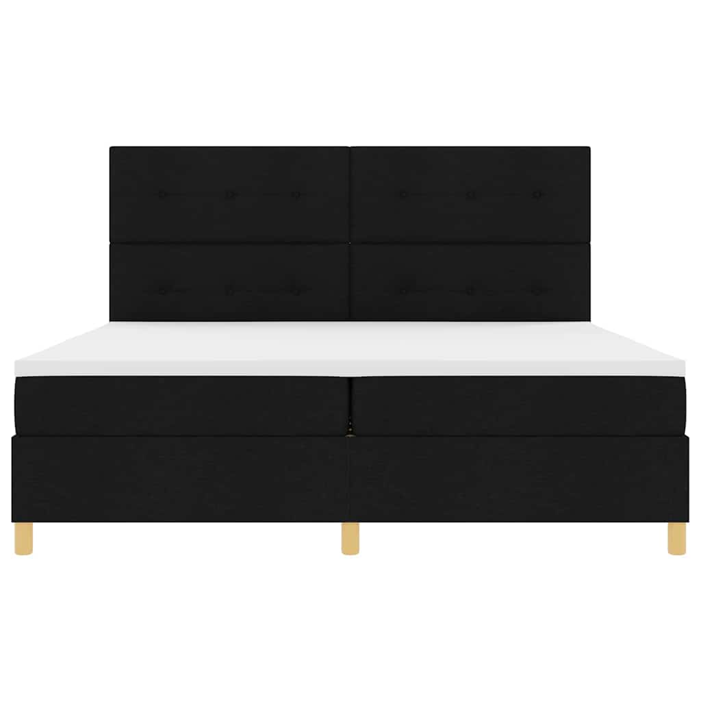 vidaXL Łóżko z sprężyną LED Z zagłówkiem Czarny 200 x 200 cm tkanina