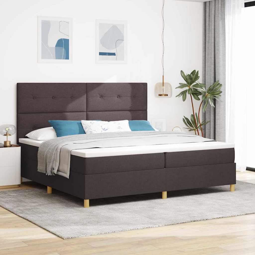 vidaXL Łóżko z sprężyną LED Ciemny brąz 200 x 200 cm tkanina