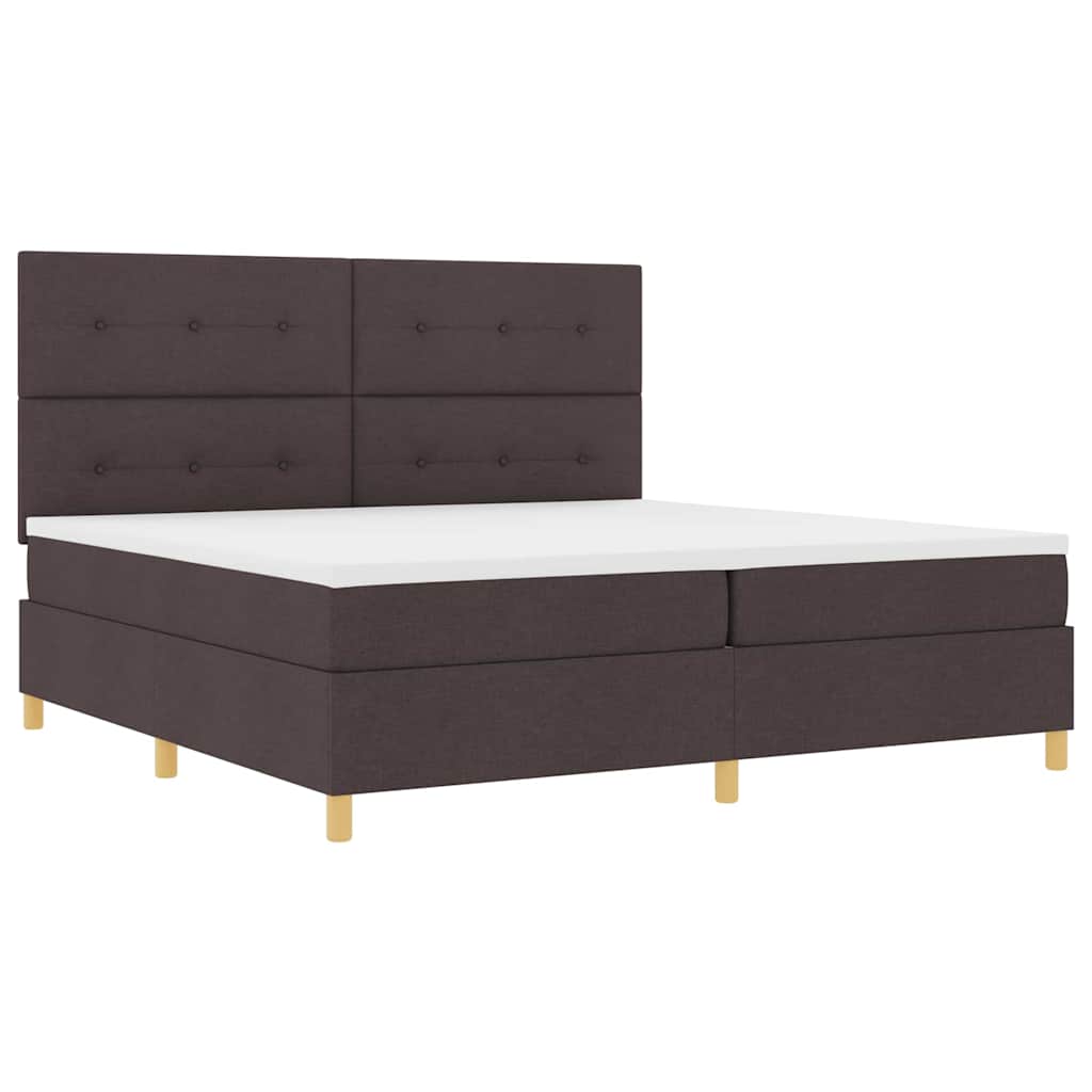vidaXL Łóżko z sprężyną LED Ciemny brąz 200 x 200 cm tkanina