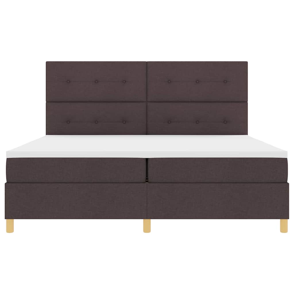 vidaXL Łóżko z sprężyną LED Ciemny brąz 200 x 200 cm tkanina