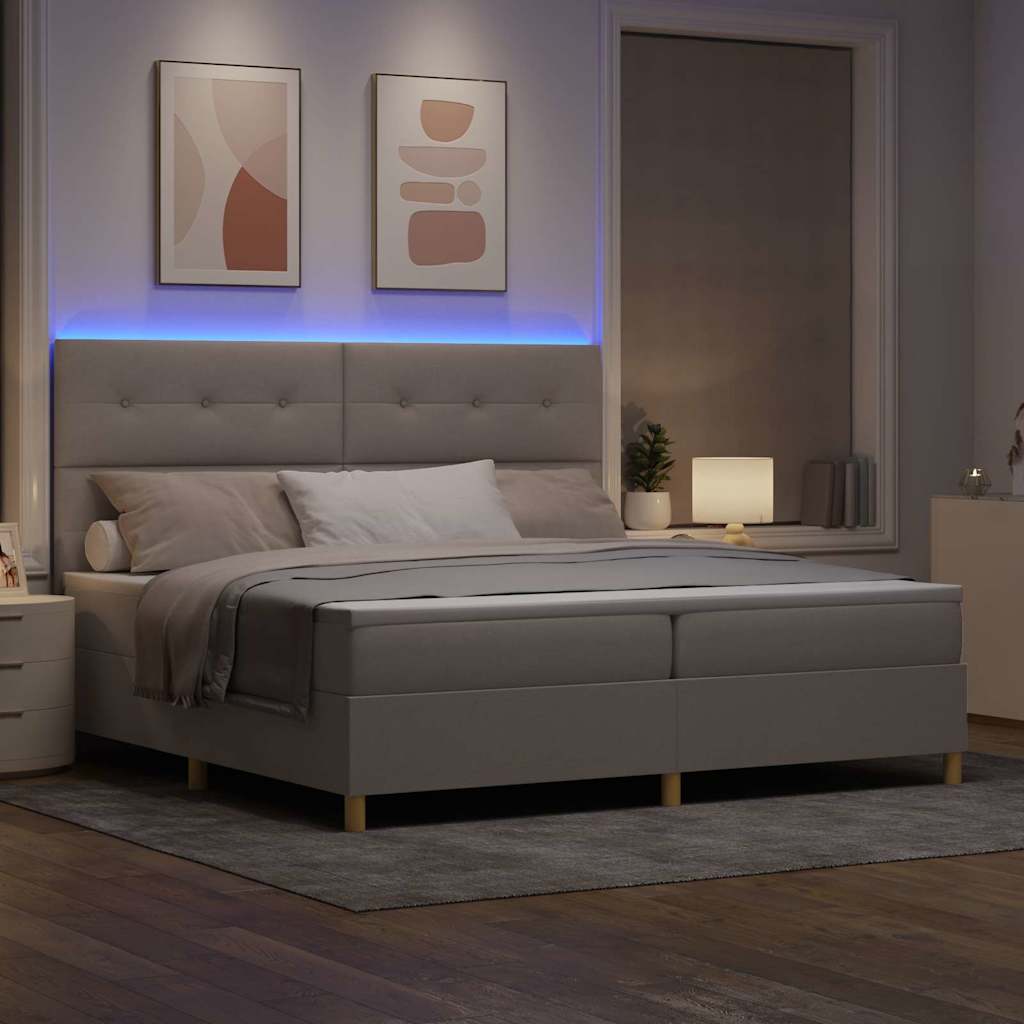 vidaXL Łóżko z sprężyną LED Ciemnoszary 200 x 200 cm tkanina