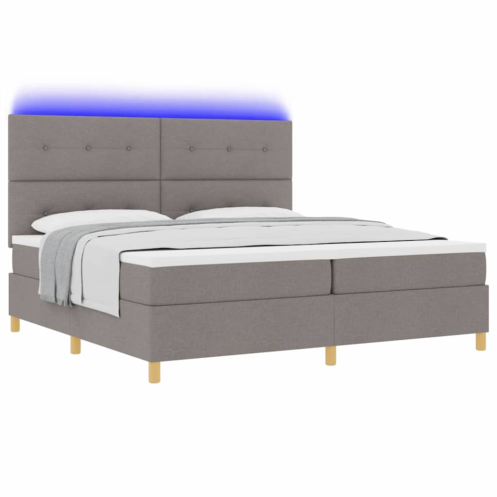 vidaXL Łóżko z sprężyną LED Ciemnoszary 200 x 200 cm tkanina