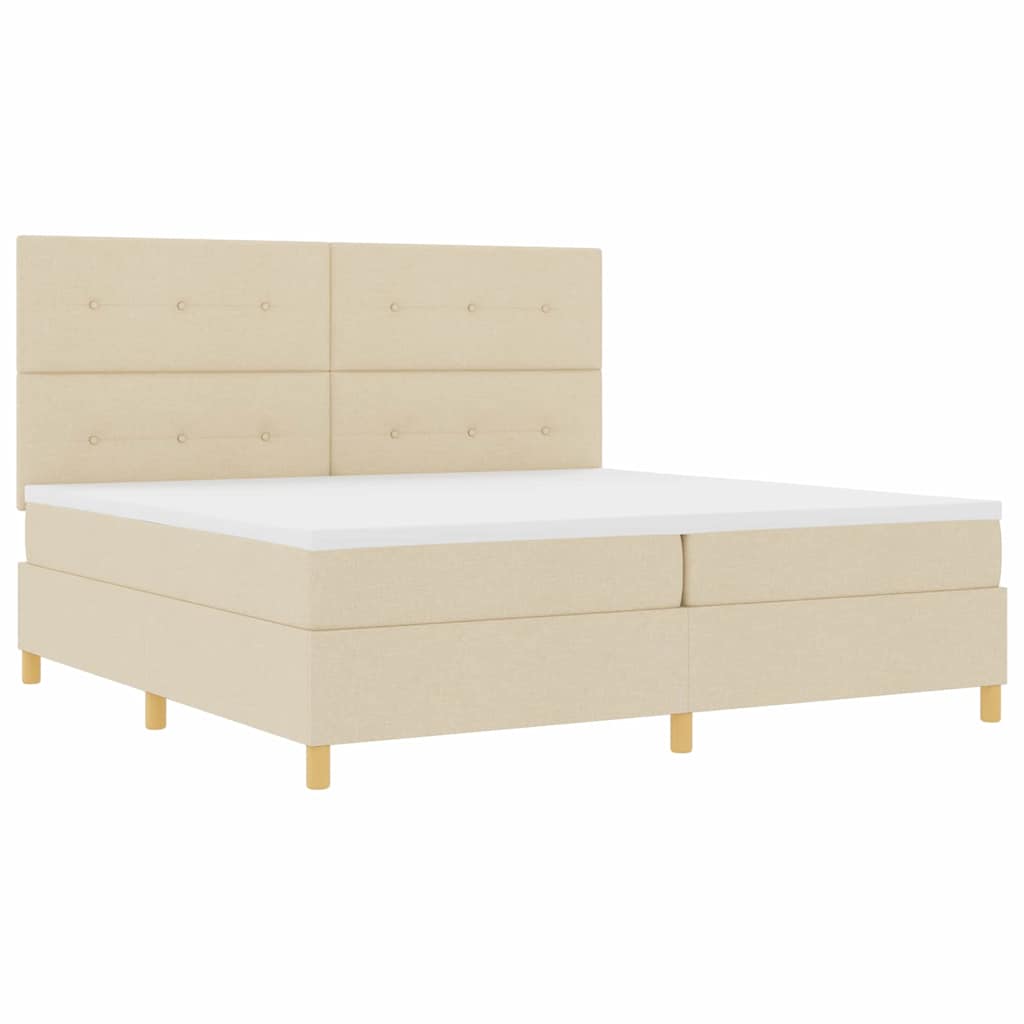 vidaXL Łóżko z sprężyną LED z materacem Kremowy 200 x 200 cm tkanina