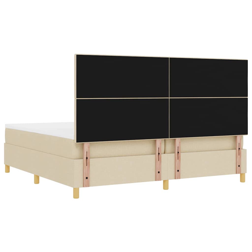 vidaXL Łóżko z sprężyną LED z materacem Kremowy 200 x 200 cm tkanina