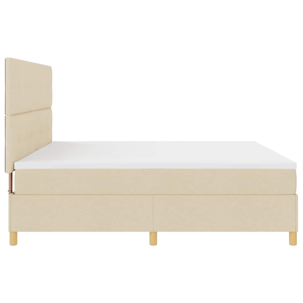 vidaXL Łóżko z sprężyną LED z materacem Kremowy 200 x 200 cm tkanina
