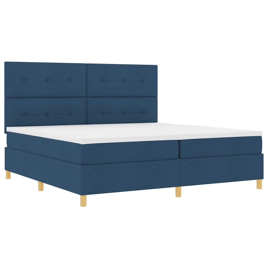 vidaXL Łóżko z sprężyną LED z materacem Niebieski 200 x 200 cm tkanina