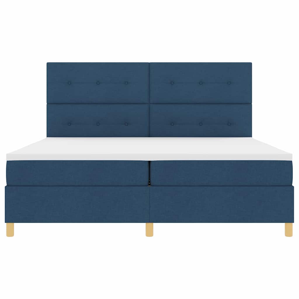 vidaXL Łóżko z sprężyną LED z materacem Niebieski 200 x 200 cm tkanina