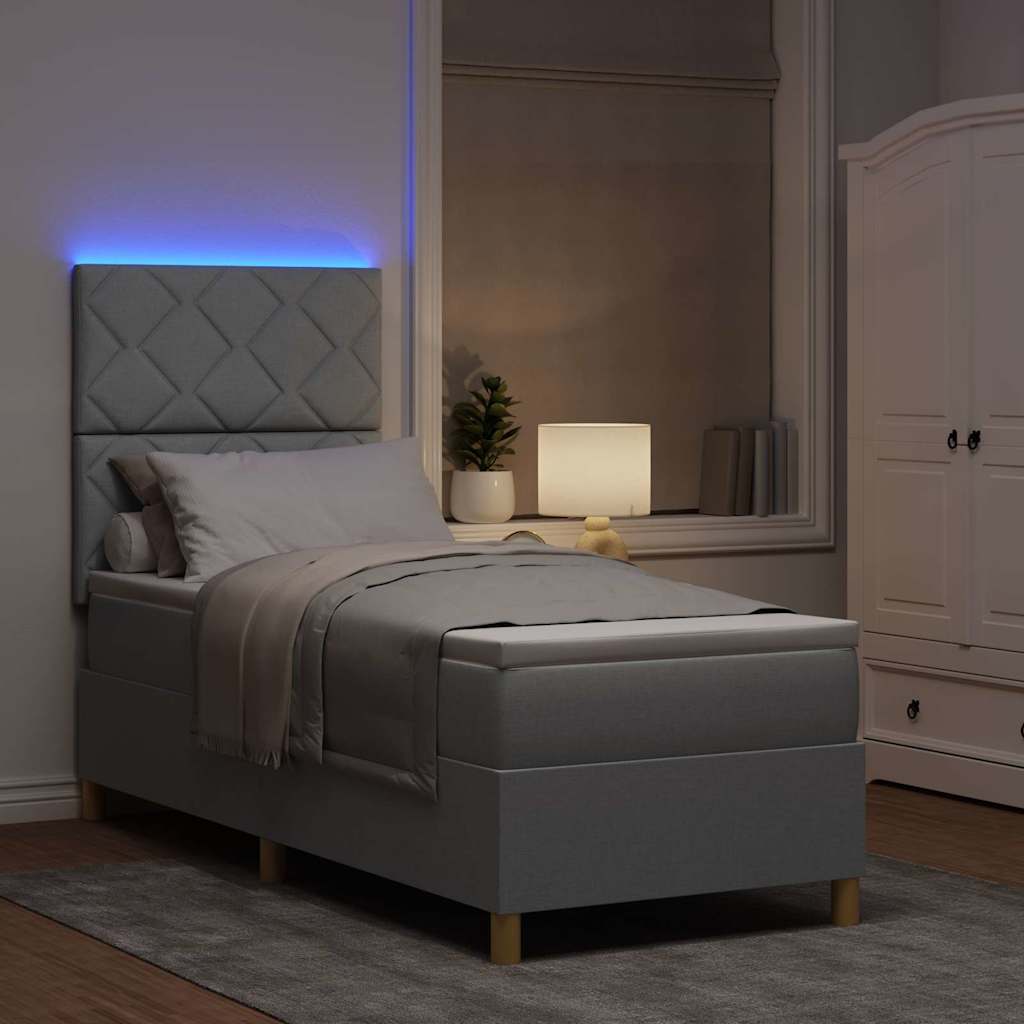 vidaXL Łóżko z sprężyną LED Jasnoszary 80 x 200 cm tkanina