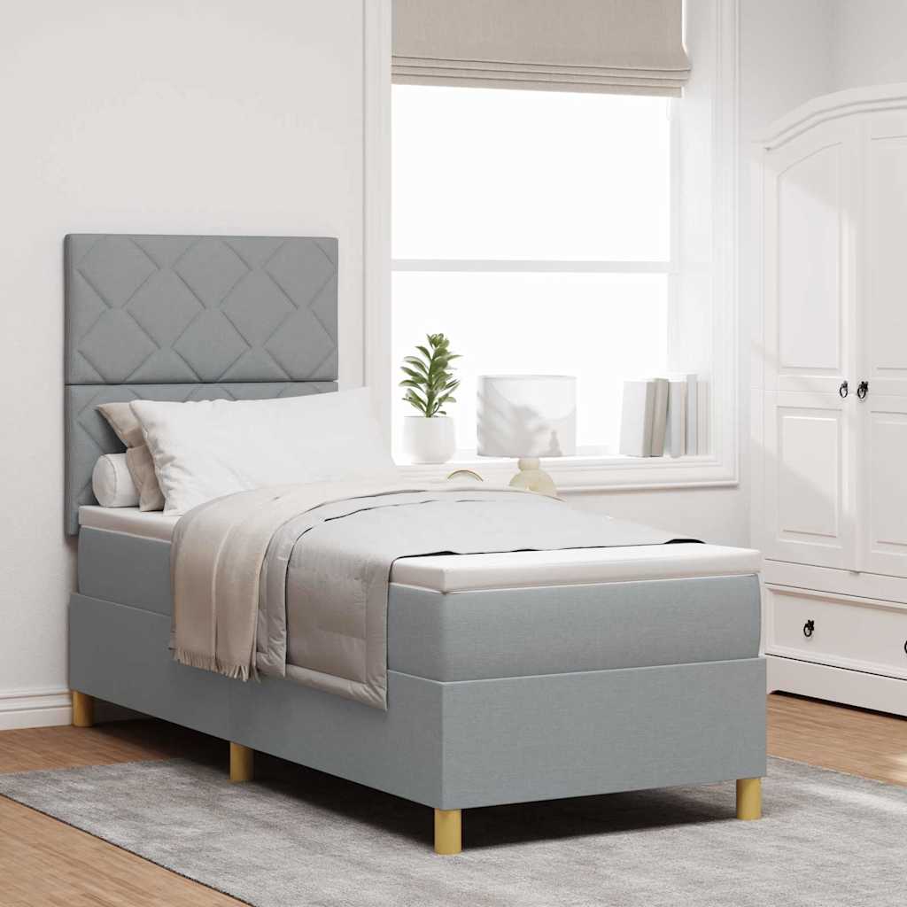 vidaXL Łóżko z sprężyną LED Jasnoszary 80 x 200 cm tkanina