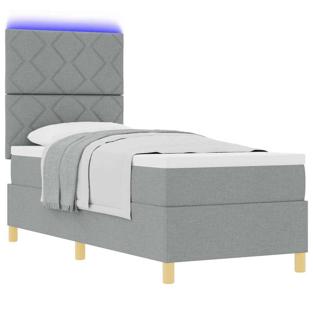 vidaXL Łóżko z sprężyną LED Jasnoszary 80 x 200 cm tkanina