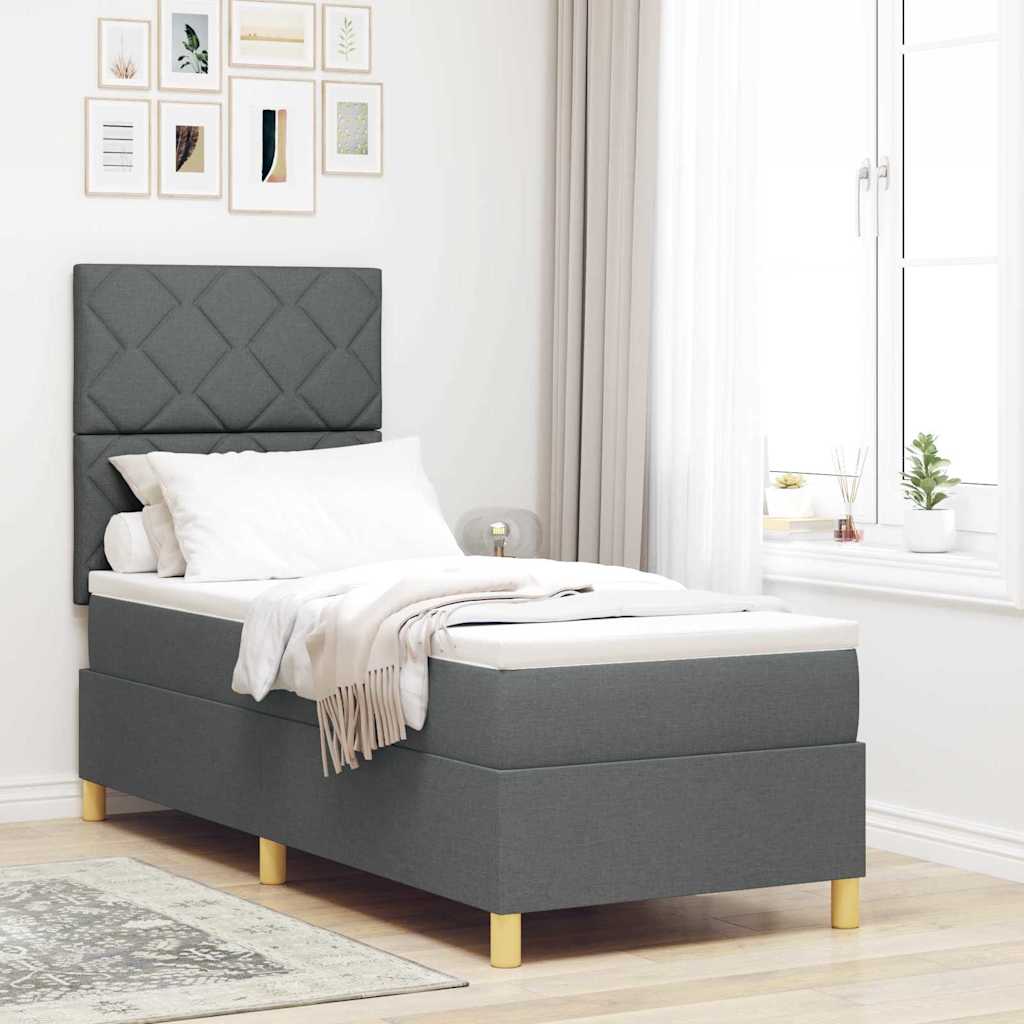 vidaXL Łóżko z sprężyną LED Ciemnoszary 80 x 200 cm tkanina